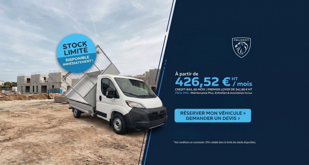 Peugeot Boxer Benne Triverse : En Stock & Prêt à partir !  banner